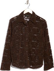 MAX STUDIO Paisley Lace Button-Up Shirt