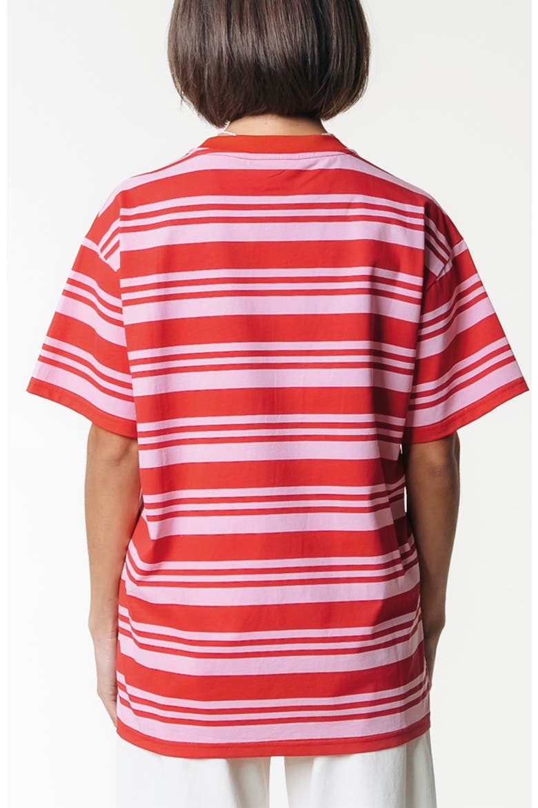 Puff Logo Stripe Loosefit Tee, Alternate, color, Fresh pink