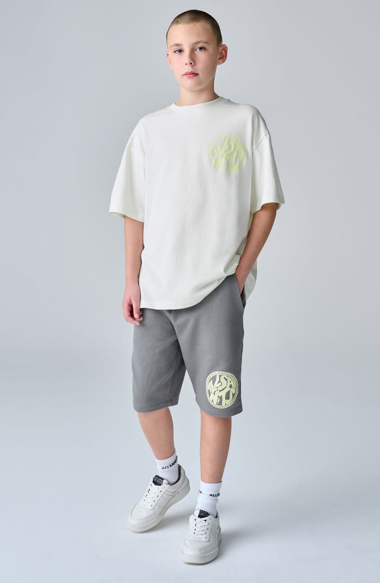 smALLSAINTS by ALLSAINTS Kids' Distortion Graphic T-Shirt & Drawstring Shorts Set, Alternate, color, White