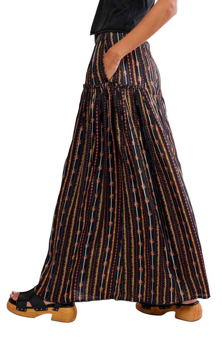 Free People So Charming Wide Leg Pants, Alternate, color, Charcoal Combo-Ditsy