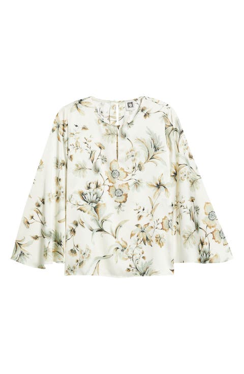 Floral Keyhole Satin Top