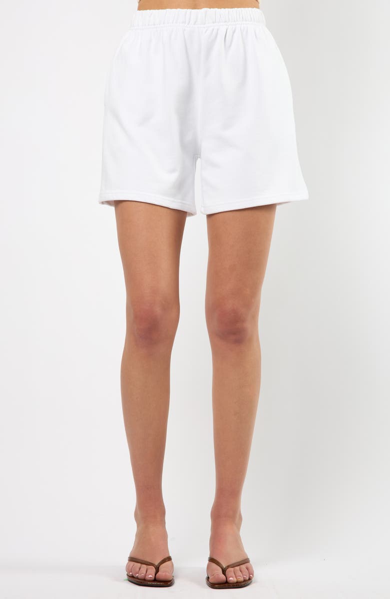 Viens Avec Moi The Lakeside Set Cotton Graphic Sweat Shorts, Main, color, White