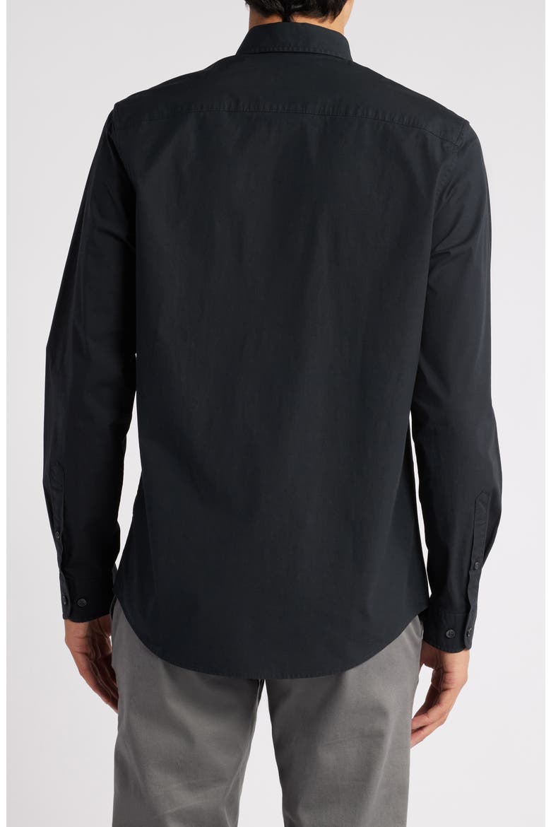 Trim Fit Solid Stretch Button-Down Shirt, Alternate, color, BLACK