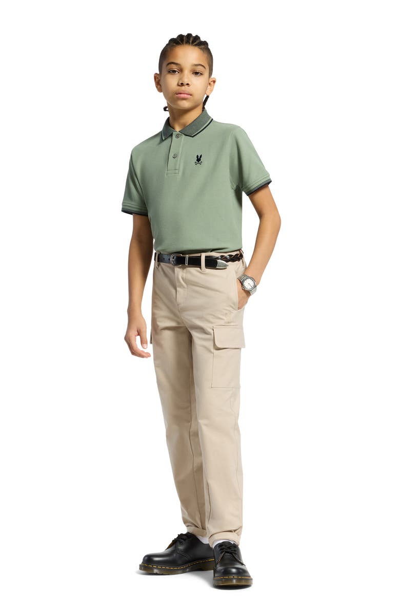 Psycho Bunny Kids' Evandale Cotton Pique Polo, Alternate, color, Sea Spray