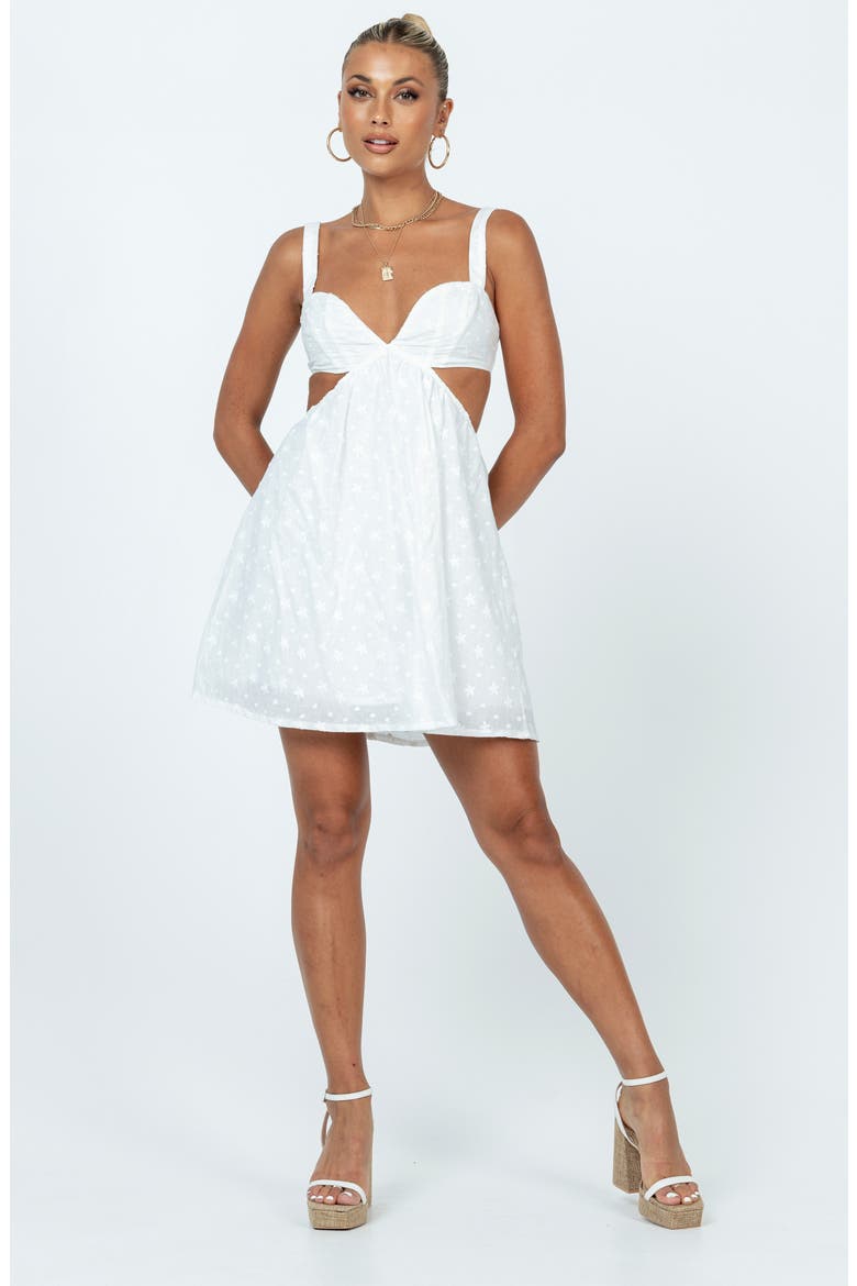Khalia Floral Cutout Minidress, Alternate, color, WHITE