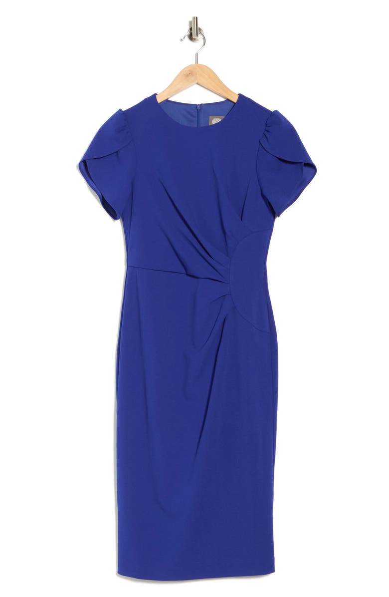Vince Camuto Short Sleeve Pleated Waist Sheath Dress, Alternate, color, Cobalt