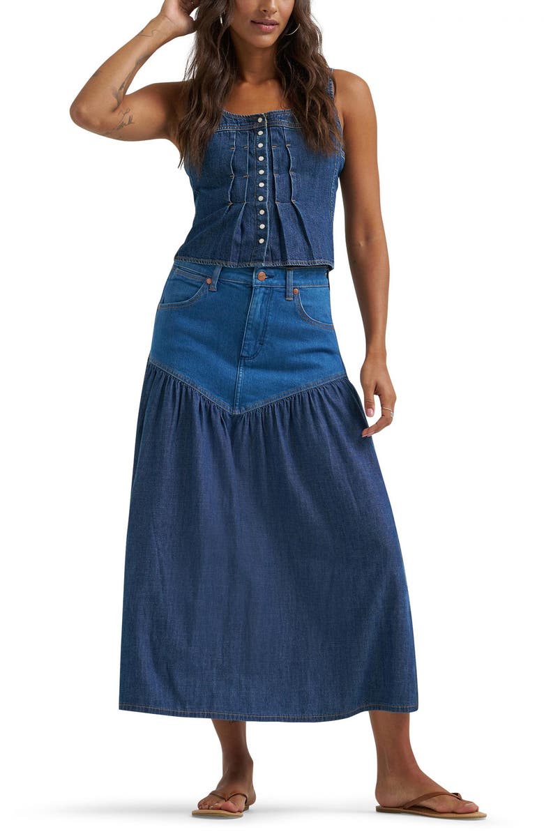 Wrangler Western Tiered Midi Skirt, Alternate, color, 