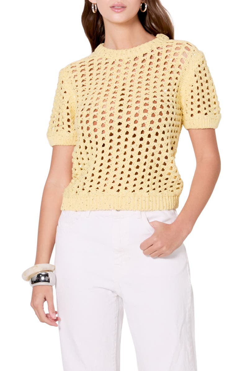 Endless Rose Sequin Open Stitch Sweater, Main, color, Butter