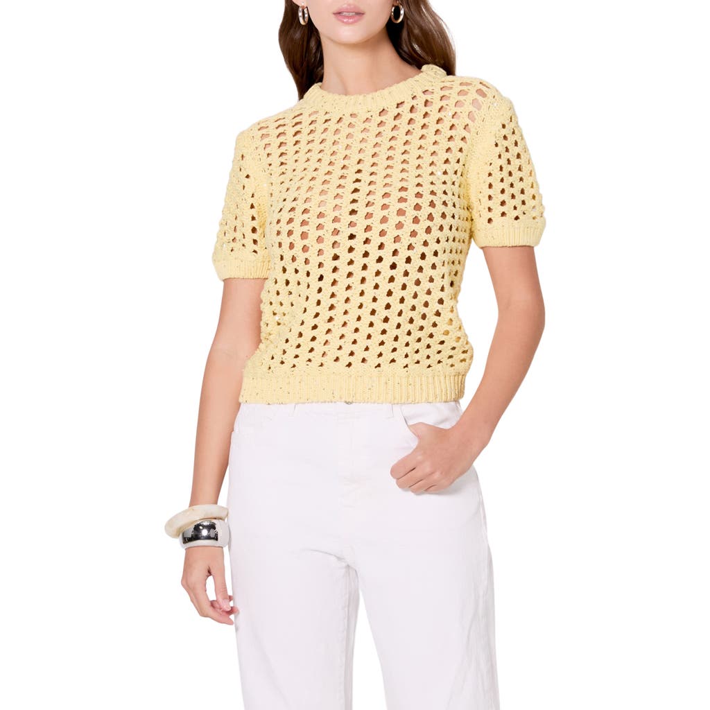 Endless Rose Sequin Open Stitch Sweater In Butter
