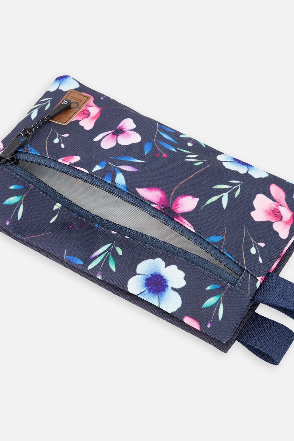 Deux par Deux Floral Practical Stylish Compact Pencil Case, Alternate, color, Blue Floral Print