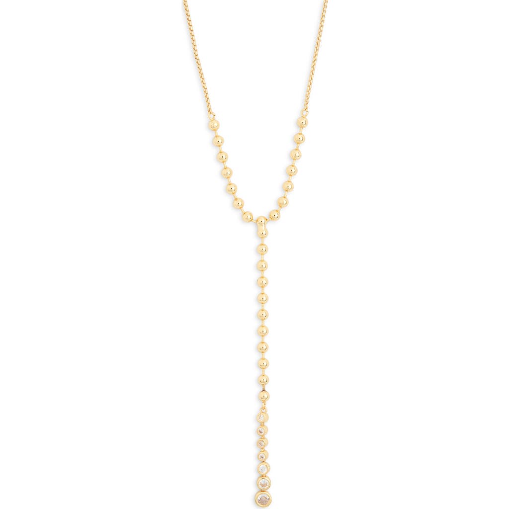 Nordstrom Rack Y-drop Bezel Necklace In Clear- Gold