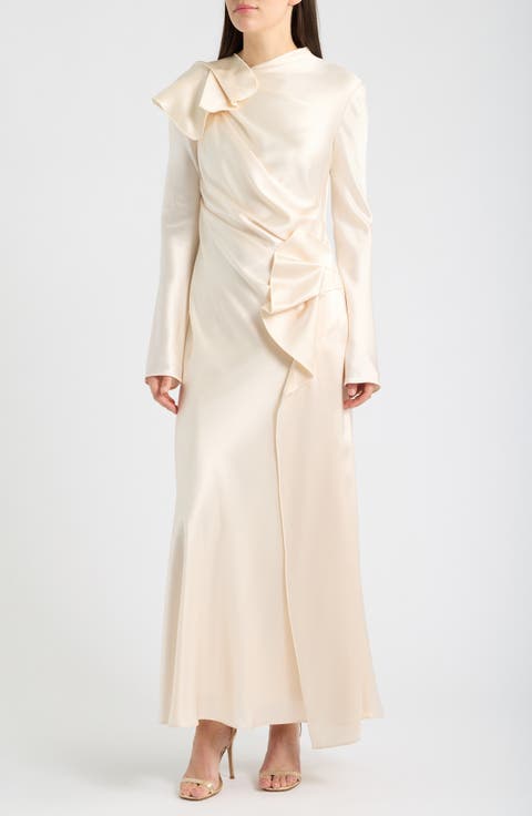 Ramwark Long Sleeve Satin Gown