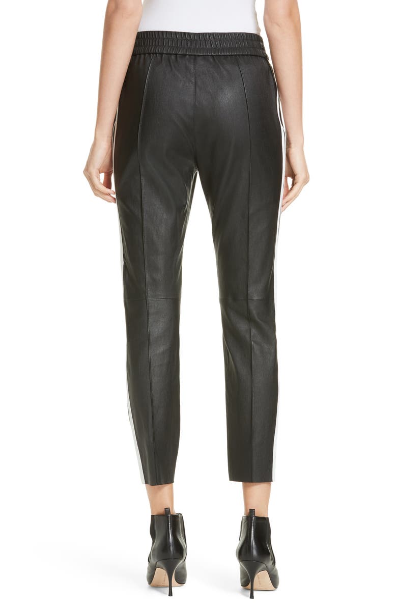 SPRWMN Two-Stripe Leather Jogger Pants, Alternate, color, 