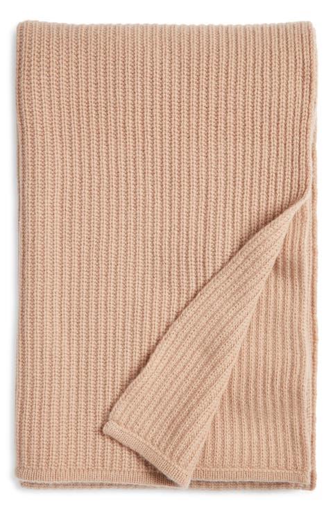 Rib Wool & Cashmere Throw Blanket