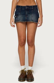 EDIKTED Adania Low Rise Frayed Mini Skort