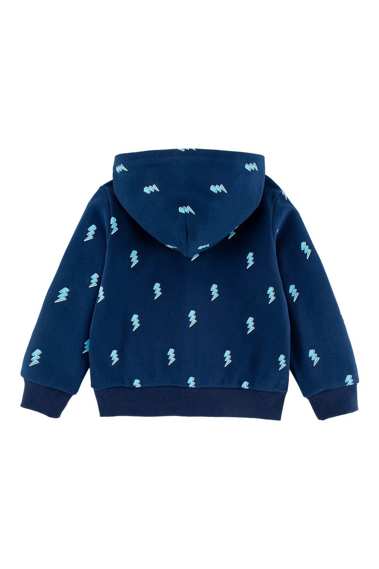 Kids' Lightning Bolt Print Zip Hoodie, Alternate, color, BLUE