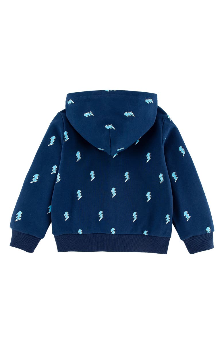 CALONIE Kids' Lightning Bolt Print Zip Hoodie, Alternate, color,