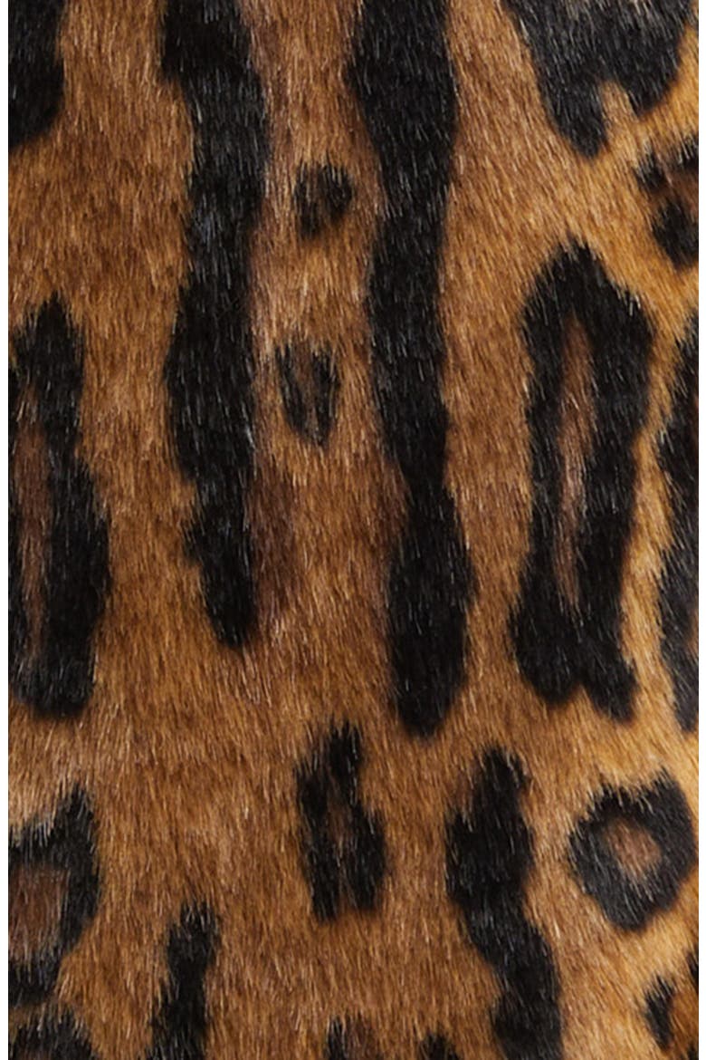 Leopard Print Shawl Collar Faux Fur Coat, Alternate, color, NATURAL LEOPARD