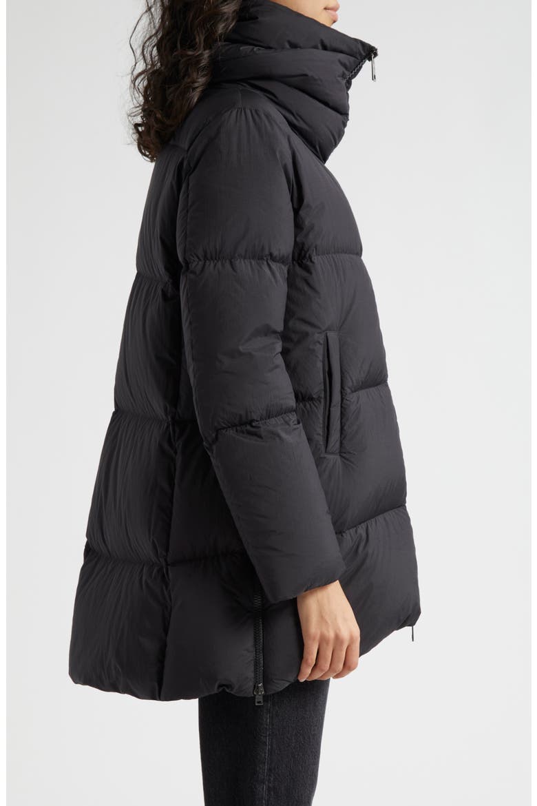 Box Quilted Water Resistant Down Coat, Alternate, color, BLACK