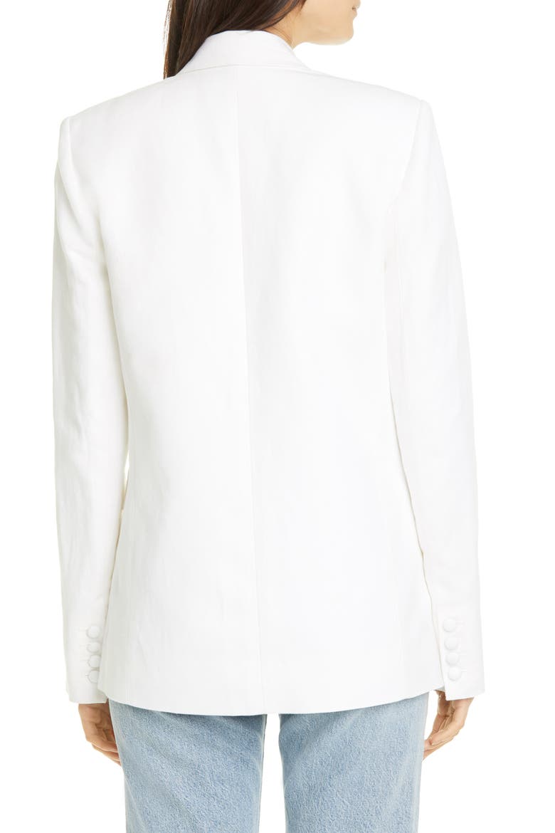 Clark Oversize Double Breasted Cotton & Linen Blazer, Alternate, color, WHITE