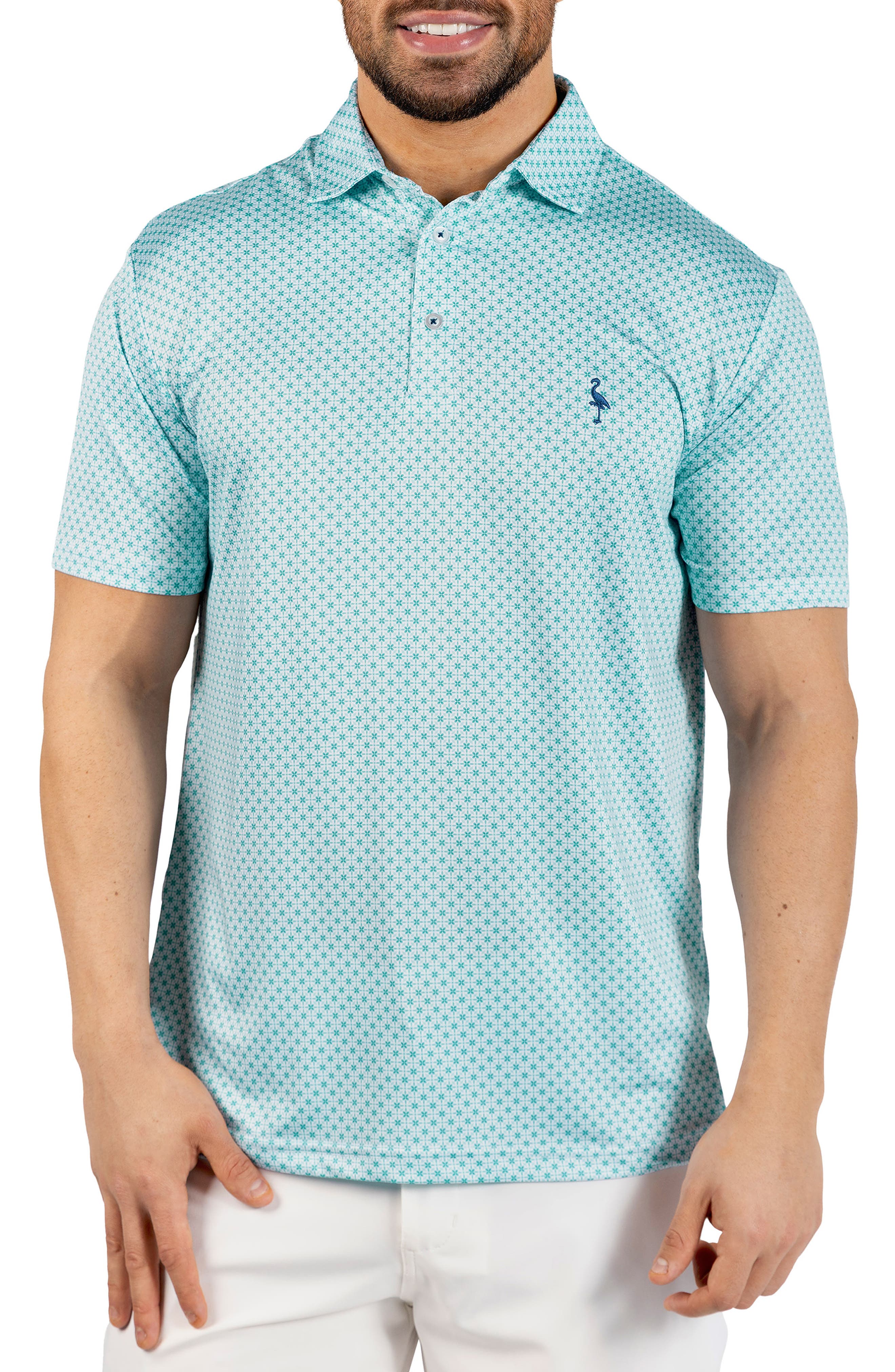 TailorByrd Geo Floral Performance Polo