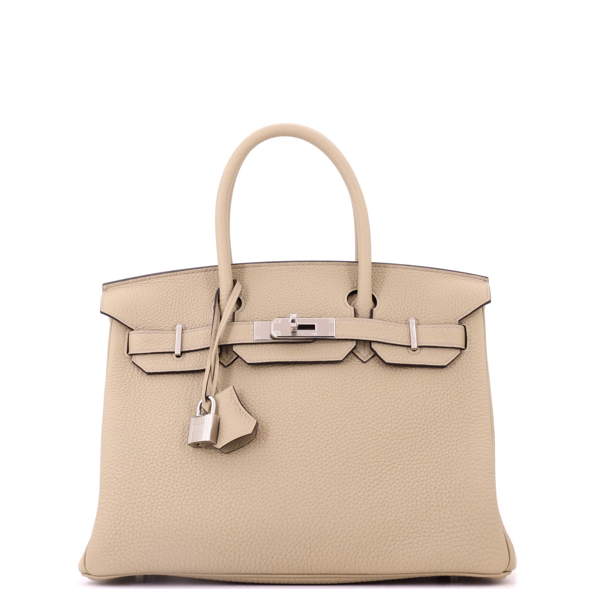 Birkin Handbag Brown Togo with Palladium Hardware 30, Main, color, White