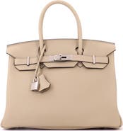 Pre-Owned Hermes Birkin Handbag Brown Togo with Palladium Hardware 30