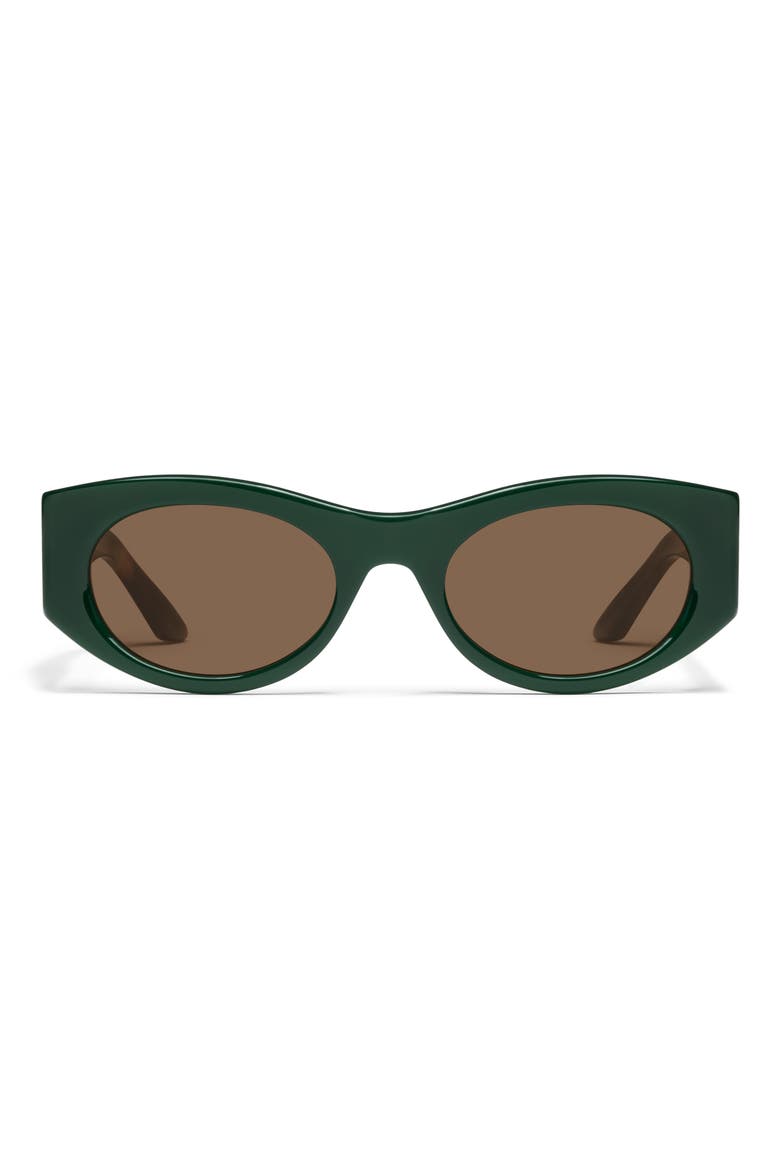 So What 53mm Round Sunglasses, Main, color, DEEP GREEN/ BROWN