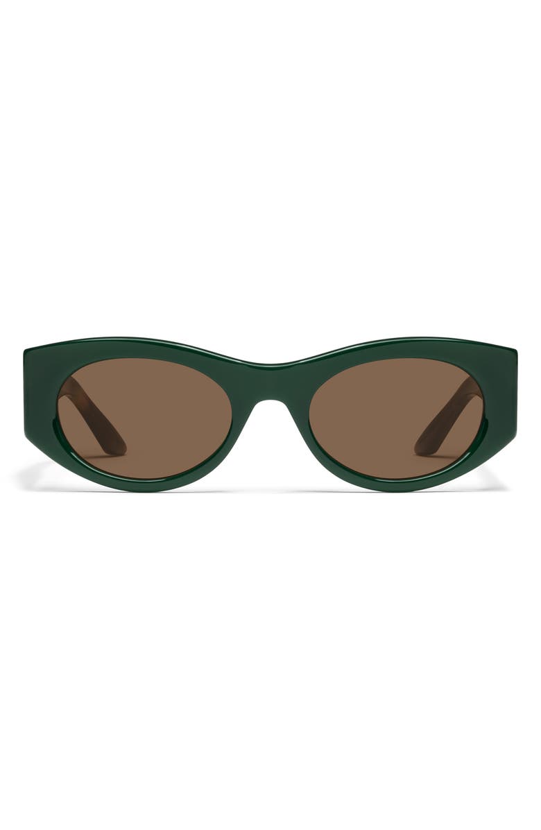 QUAY So What 53mm Round Sunglasses, Main, color, Deep Green/ Brown