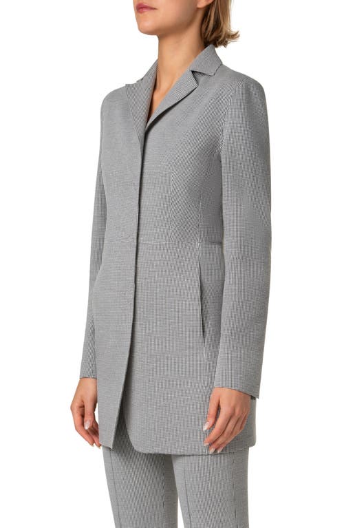 Akris Punto Microhoundstooth Longline Jacket In Black-cream