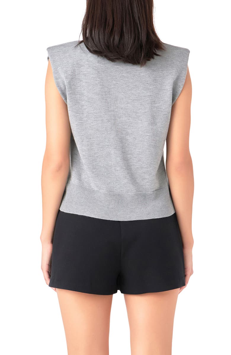 Grey Lab Crop Cap Sleeve Knit Polo, Alternate, color, 