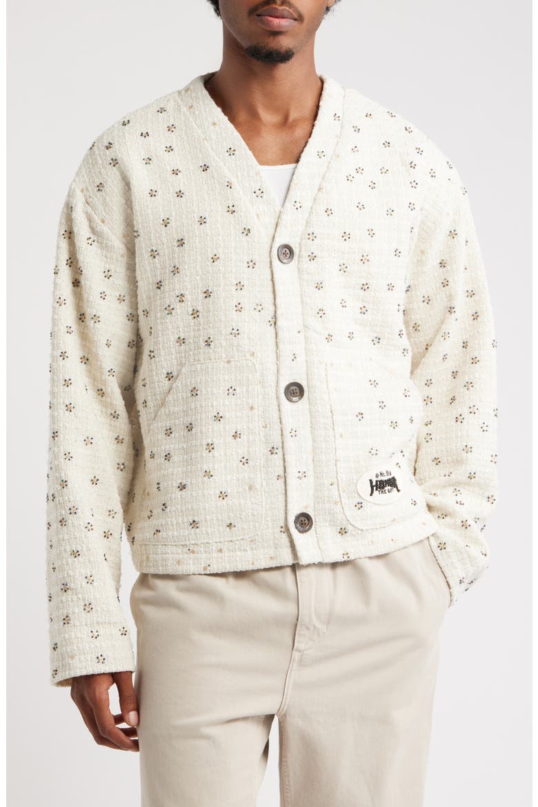 Oversize Beaded Cardigan, Alternate, color, WHITE