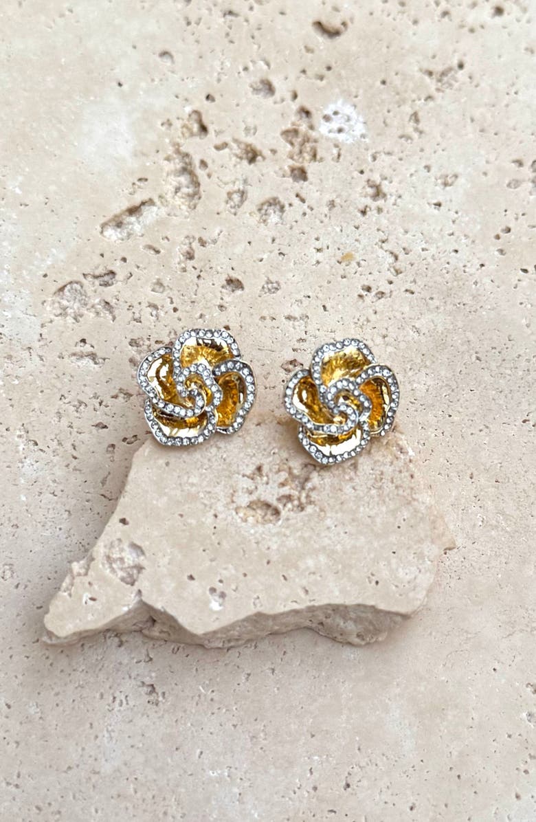 Adornia Cubic Zirconia Flower Stud Earrings, Alternate, color, Gold