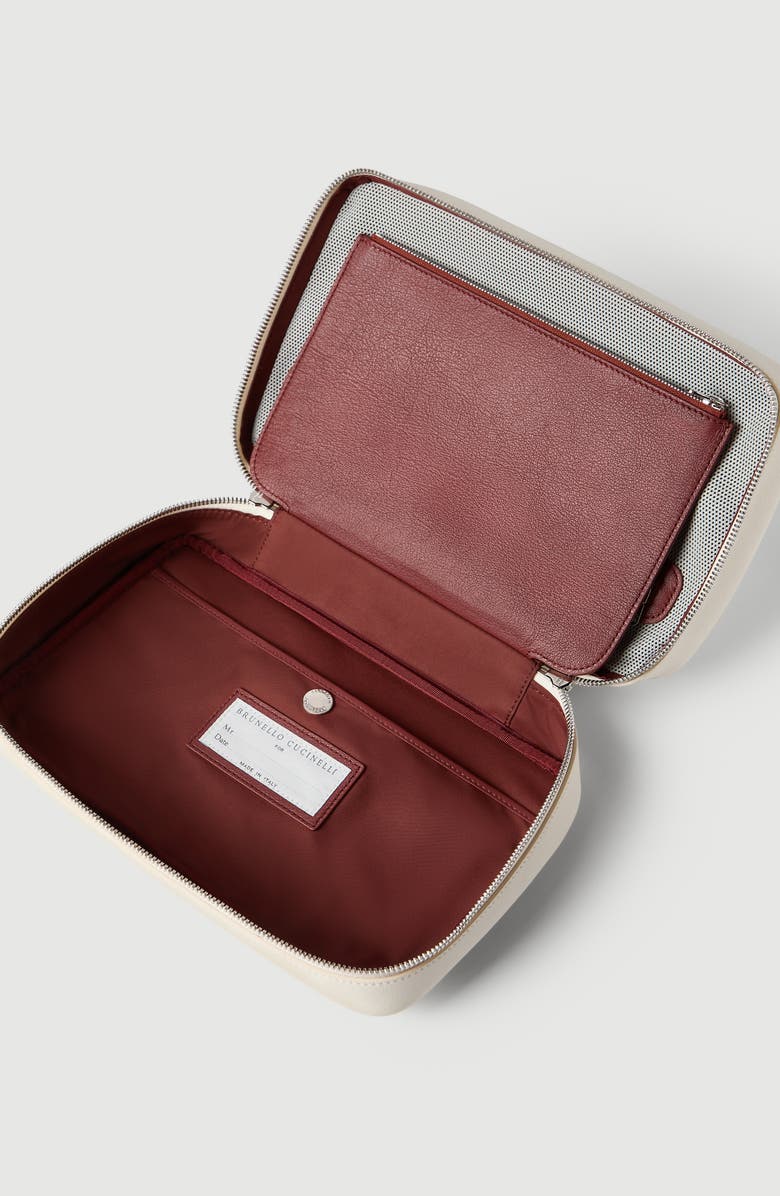 Brunello Cucinelli Calfskin beauty case, Alternate, color, Snow