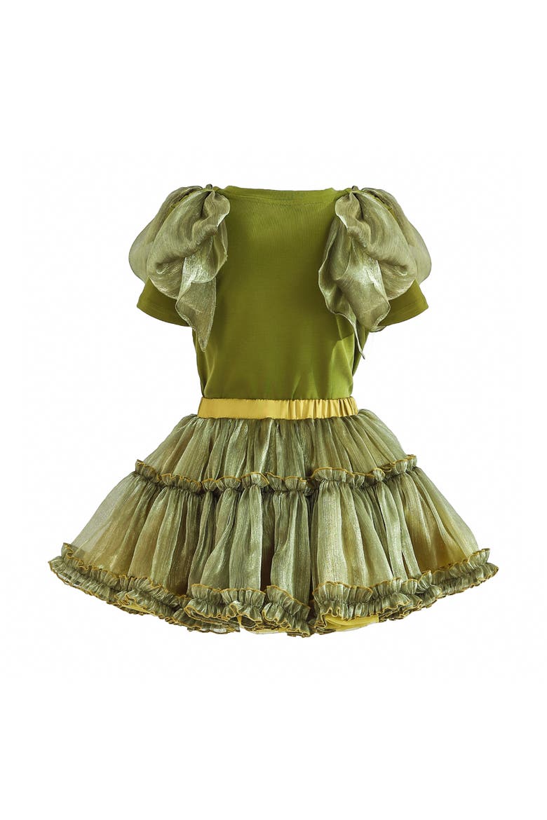 Gold Valora Ruffle Skirt Set, Alternate, color, Olive Green