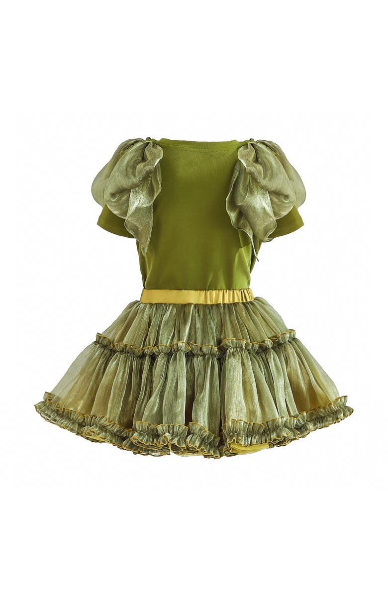 Tulleen Gold Valora Ruffle Skirt Set, Alternate, color, Olive Green