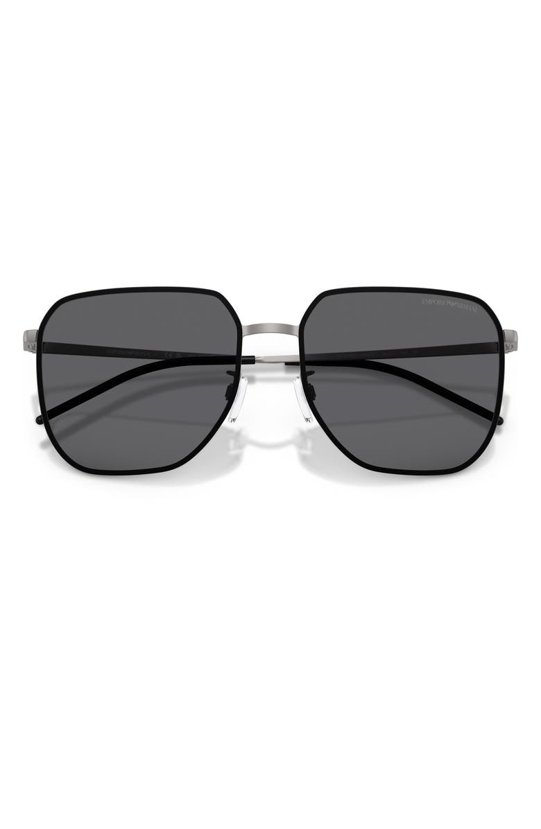 Emporio Armani 60mm Polarized Square Sunglasses, Alternate, color, Matte Gunmetal / Polar Grey