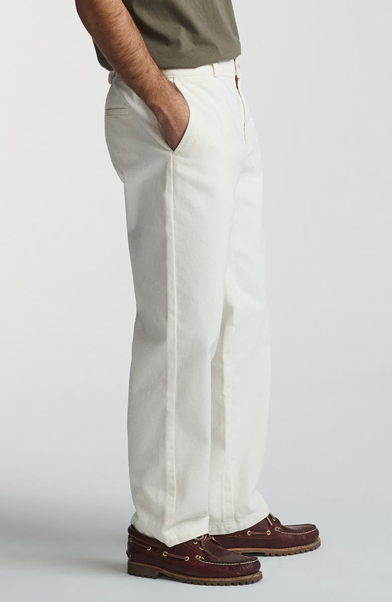 Mavi Jeans Relaxed Fit Flat Front Cotton Twill Chinos, Alternate, color, Antique White