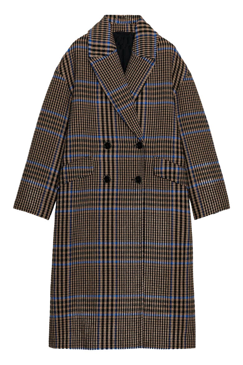 Anita Double Breasted Plaid Coat, Alternate, color, BROWN PLAID