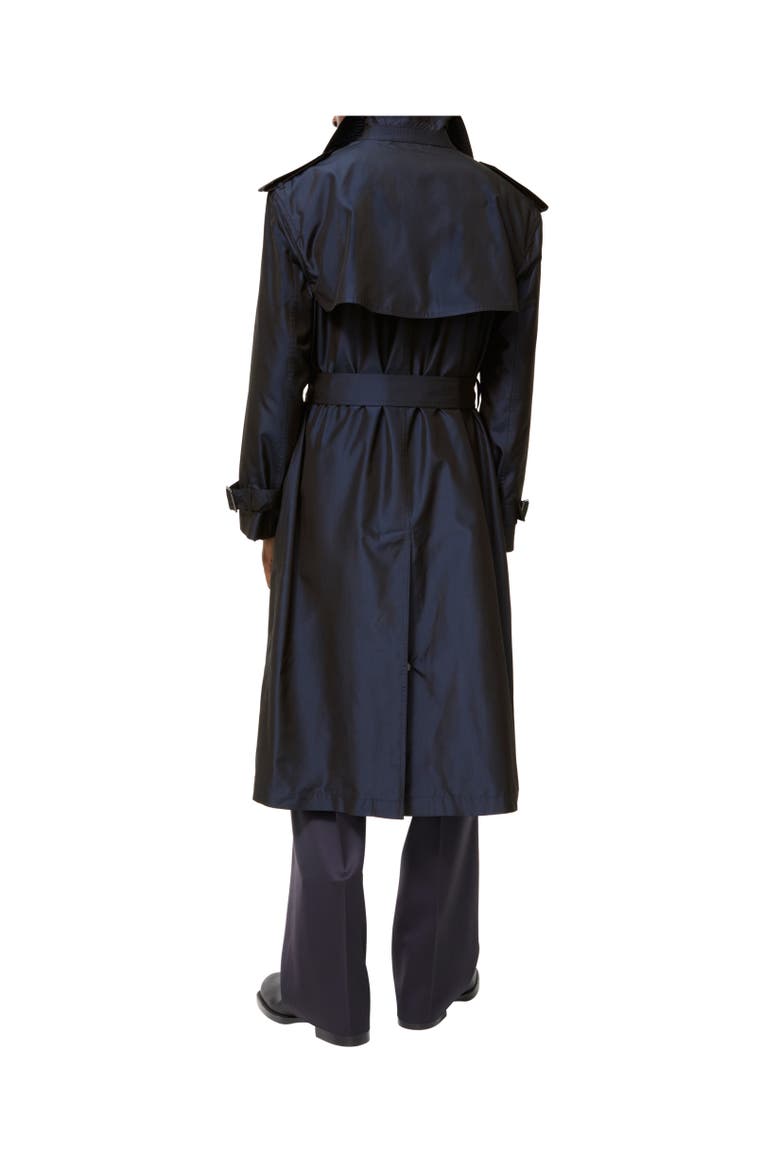 Long Silk Hoxton Trench Coat, Alternate, color, Navy