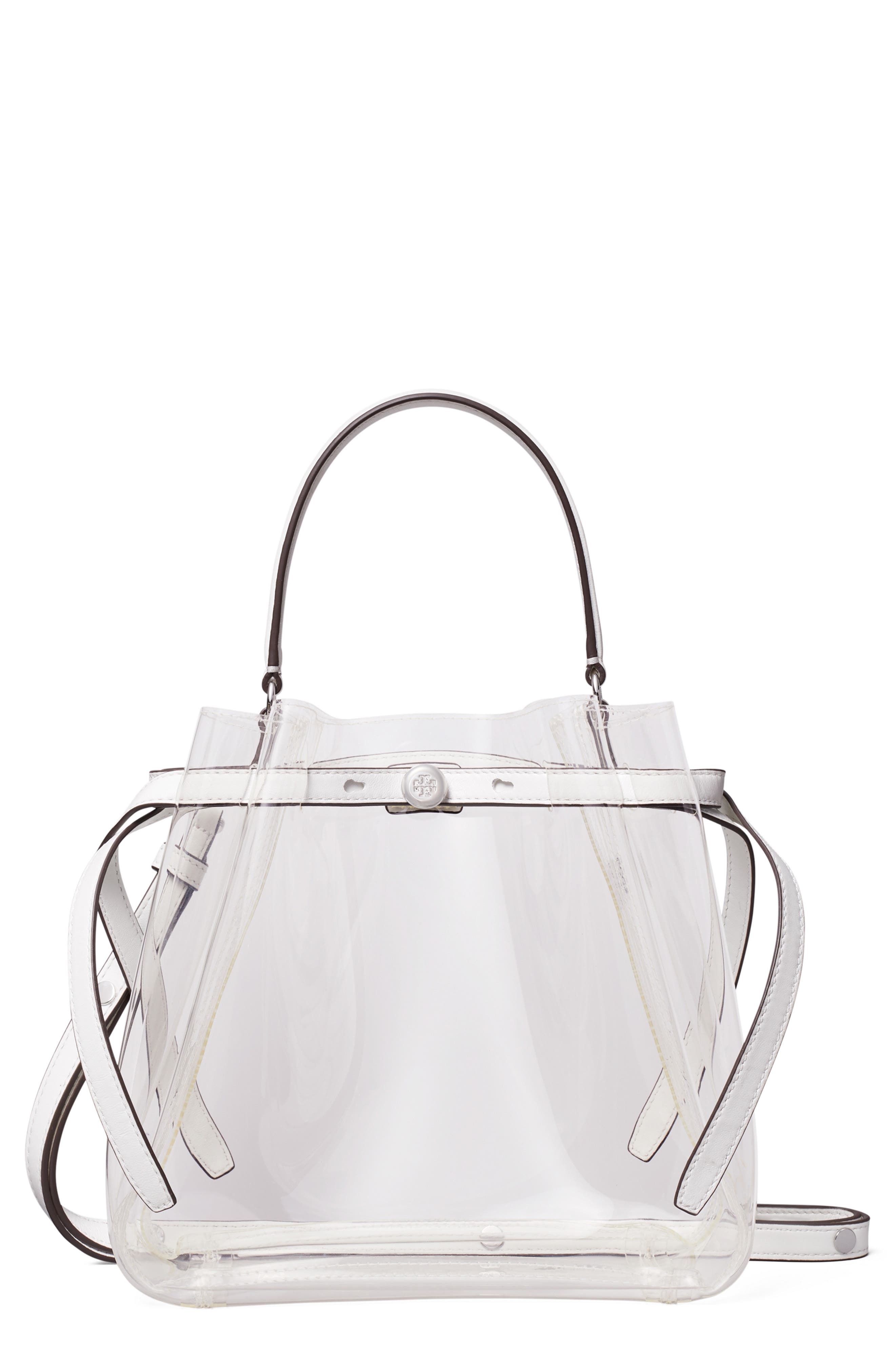 Tory Burch Romy Clear Bucket Bag, Main, color, Clear Water