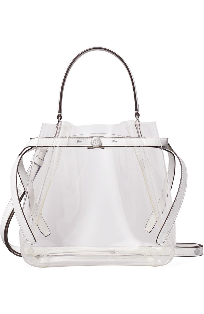 Tory Burch Romy Clear Bucket Bag, Main, color, Clear Water