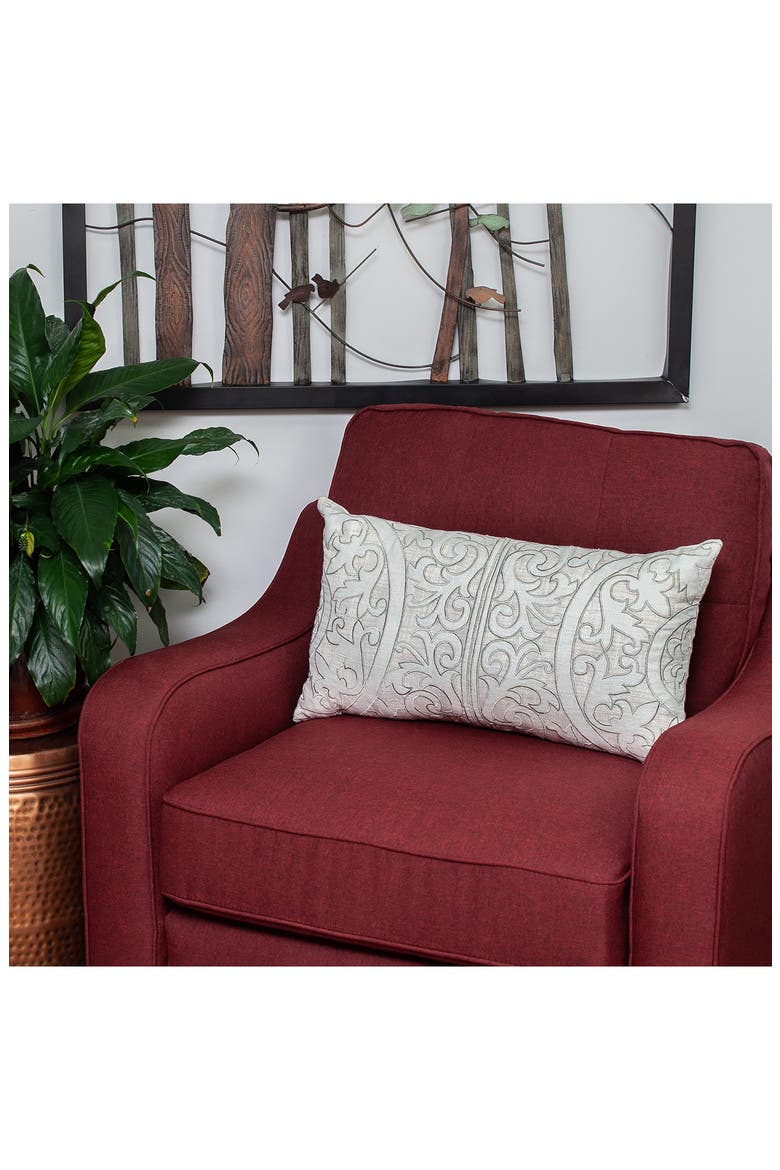 Fleura Embroidered Throw Pillow, Alternate, color, BEIGE