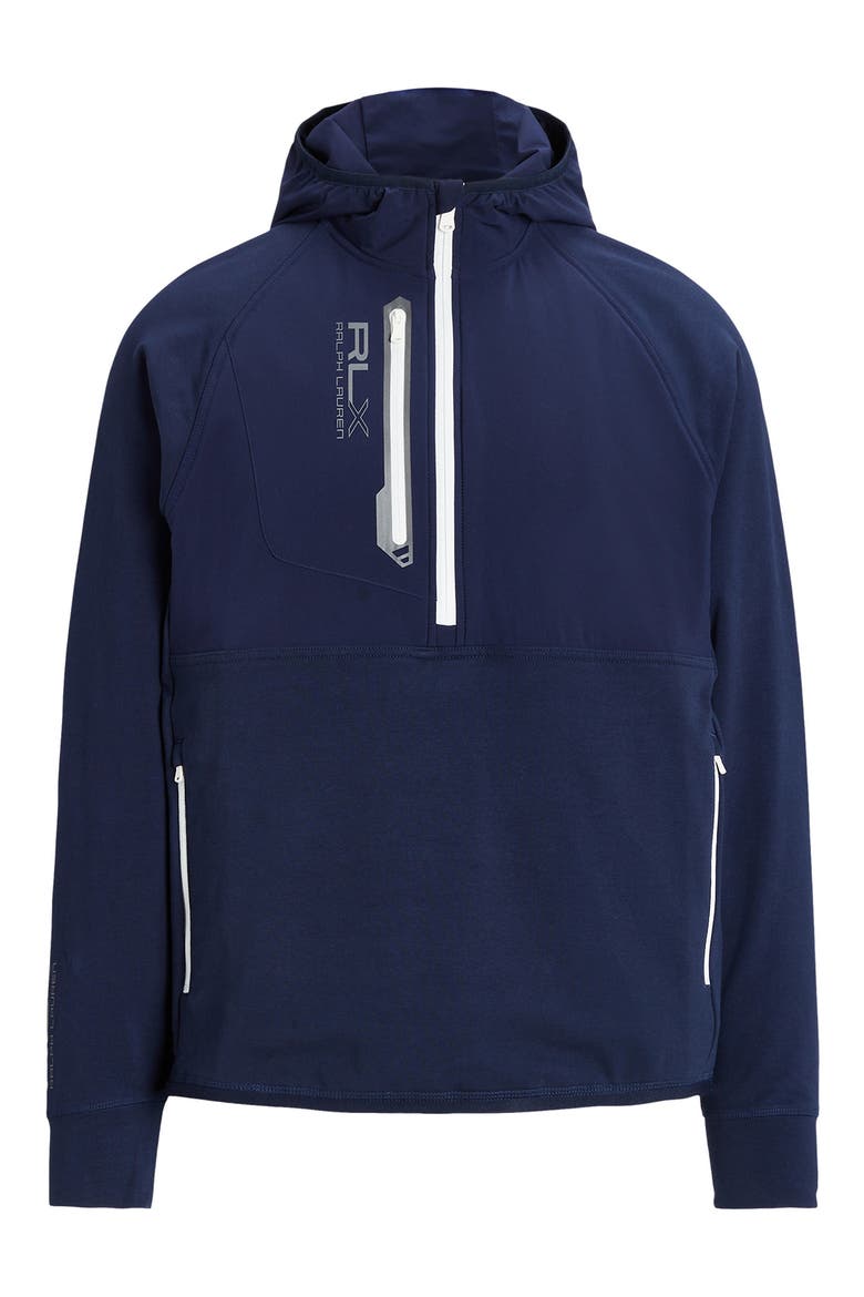 Techy Terry Half Zip Hoodie, Alternate, color, REFINED NAVY