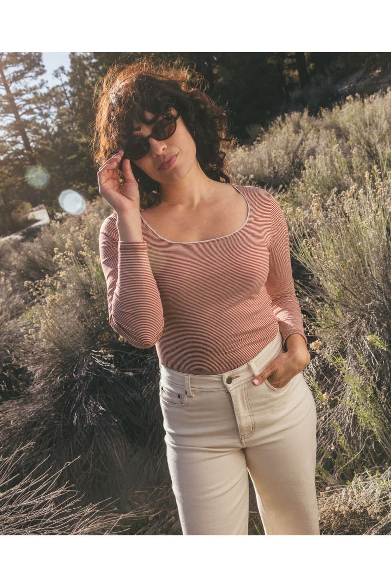 Rosalie Square Neck Long Sleeve Tee, Alternate, color, Campfire Pattern