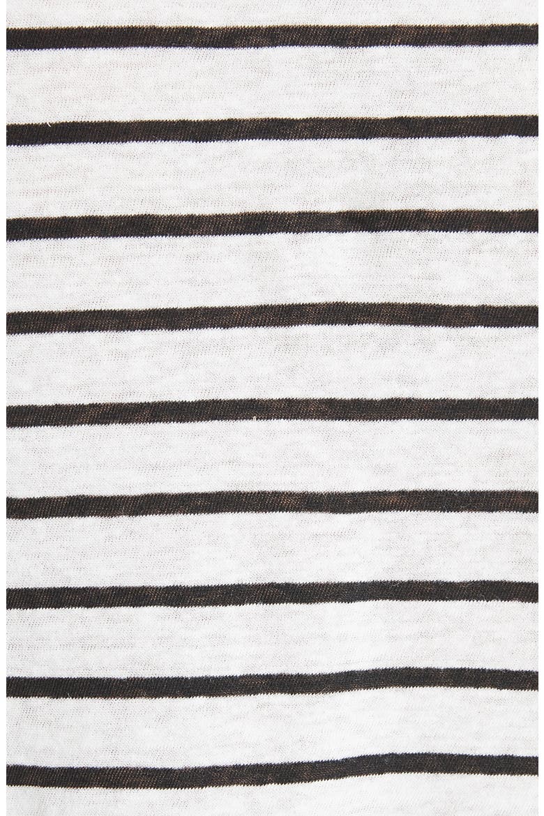 Navigate Stripe Linen Cotton Tee, Alternate, color, WHITE/ BLACK