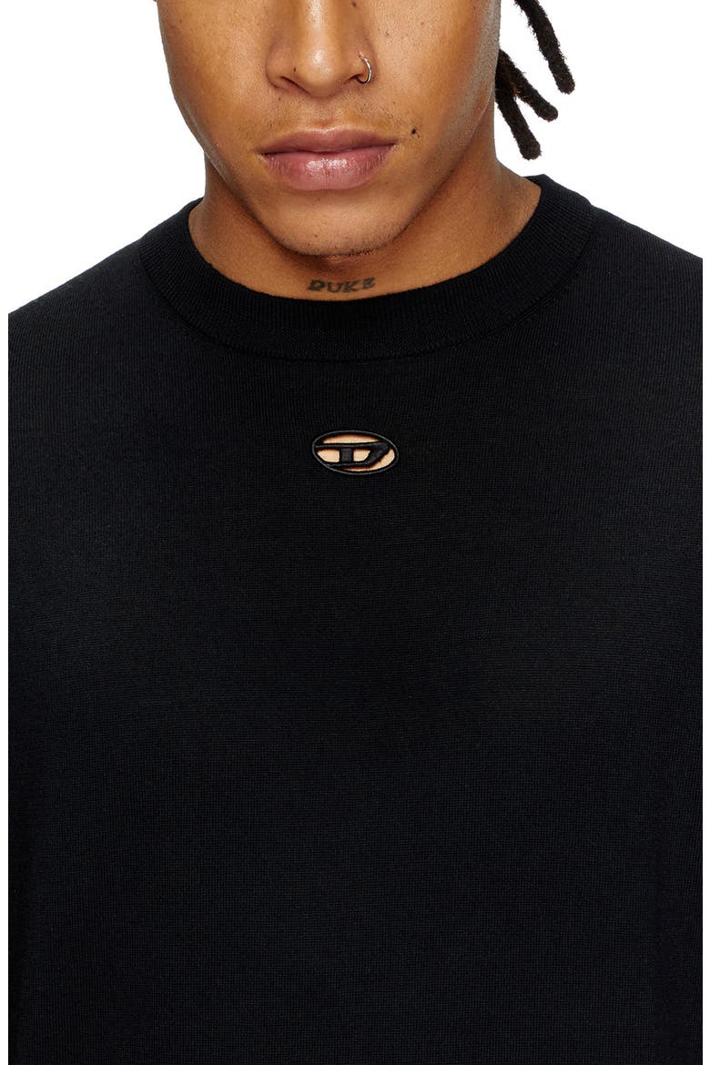k-valiam Cutout Logo Wool Sweater, Alternate, color, DEEP/ BLACK