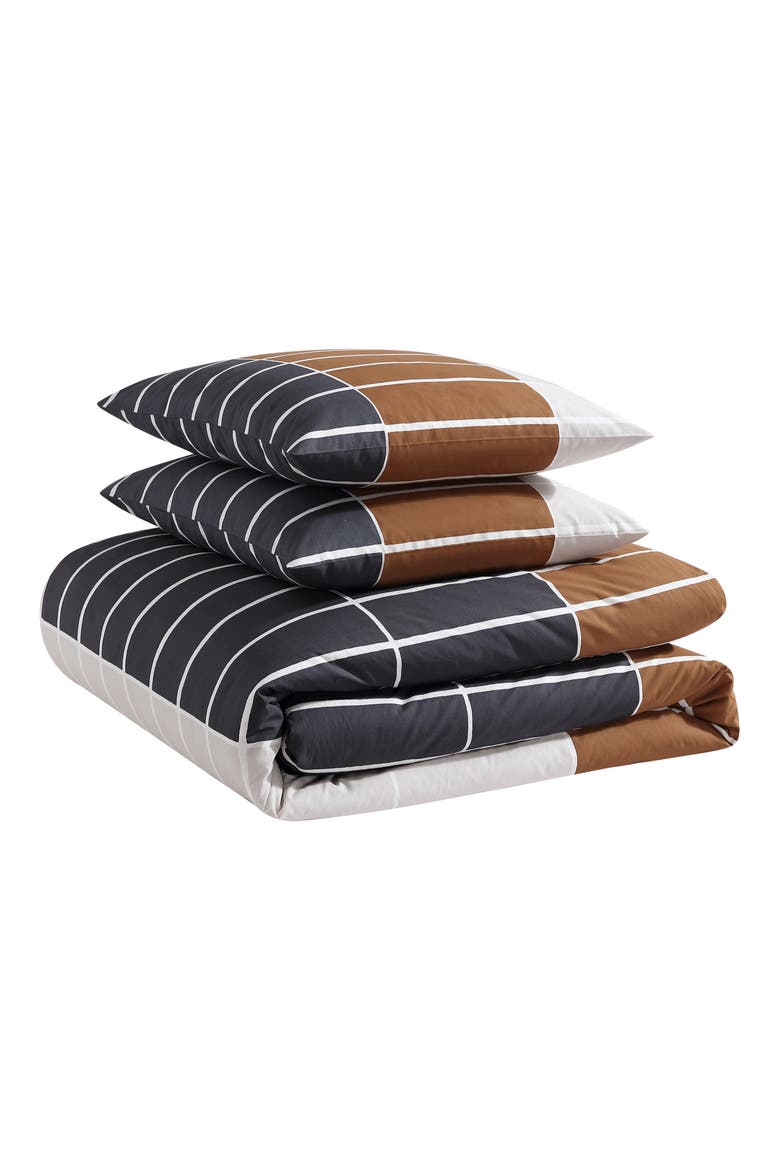 Tiiliskivi Raita Duvet Cover & Shams Set, Main, color, CHARCOAL GREY