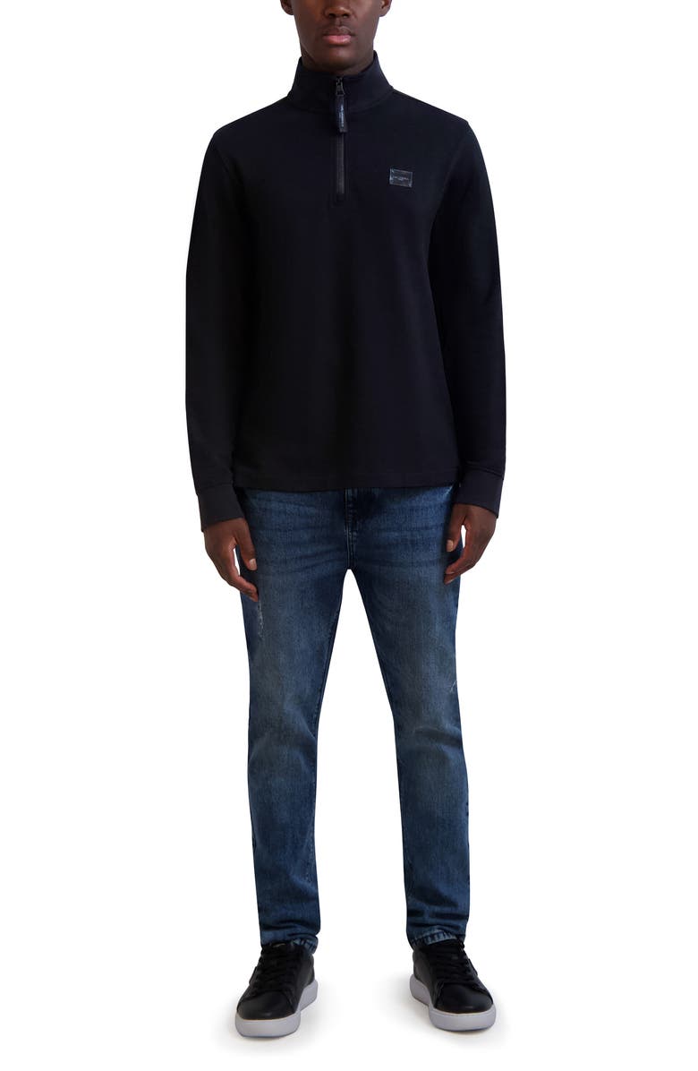KARL LAGERFELD PARIS Textured Quarter Zip Pullover, Alternate, color,