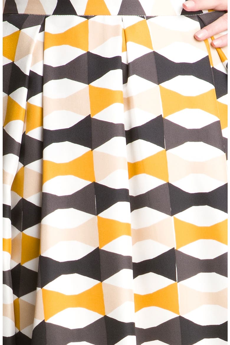 'jolie' silk skirt, Alternate, color, DIJON ABSTRACT SIGN BOW PRINT